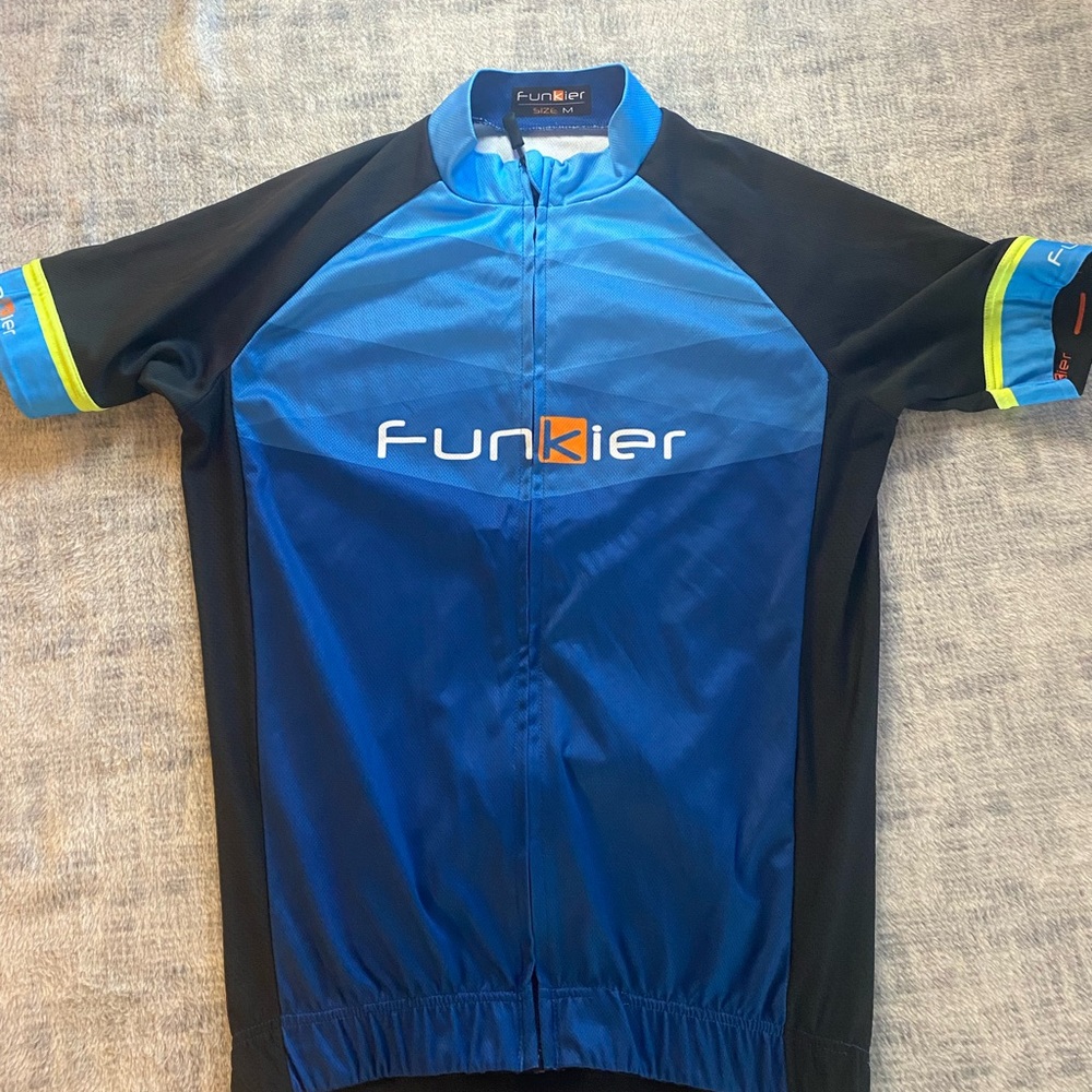 Funkier Full Zip Short Sleeve Cycling Jersey – Black/Blue – Men’s Size M – $25